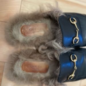 Gucci Princetown Fur-Lined Leather Slipper